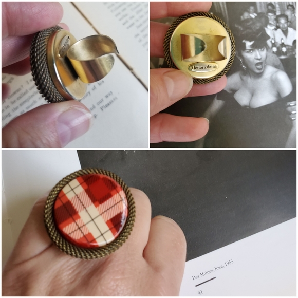 Pretty Lil' Punk! Red Plaid Resin Ring - Picture 7 of 8